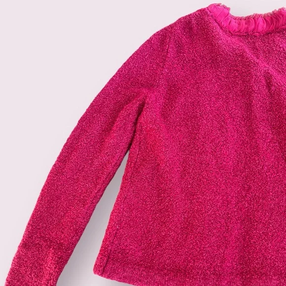 Women’s Boden Wool Cotton Nylon Blend Soft Cardigan With Ruffle Collar Size 8 - Picture 9 of 10